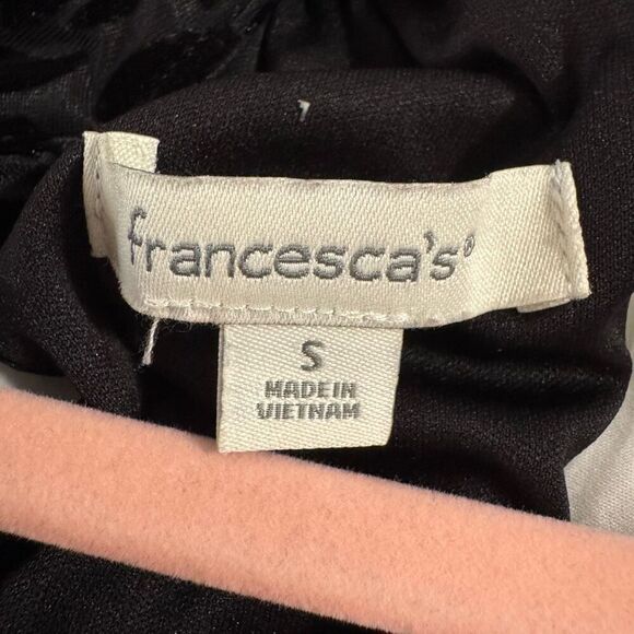 Francesca’s Velour Art Deco Little Black Cocktail Party Halter Mini Dress S - Picture 7 of 8